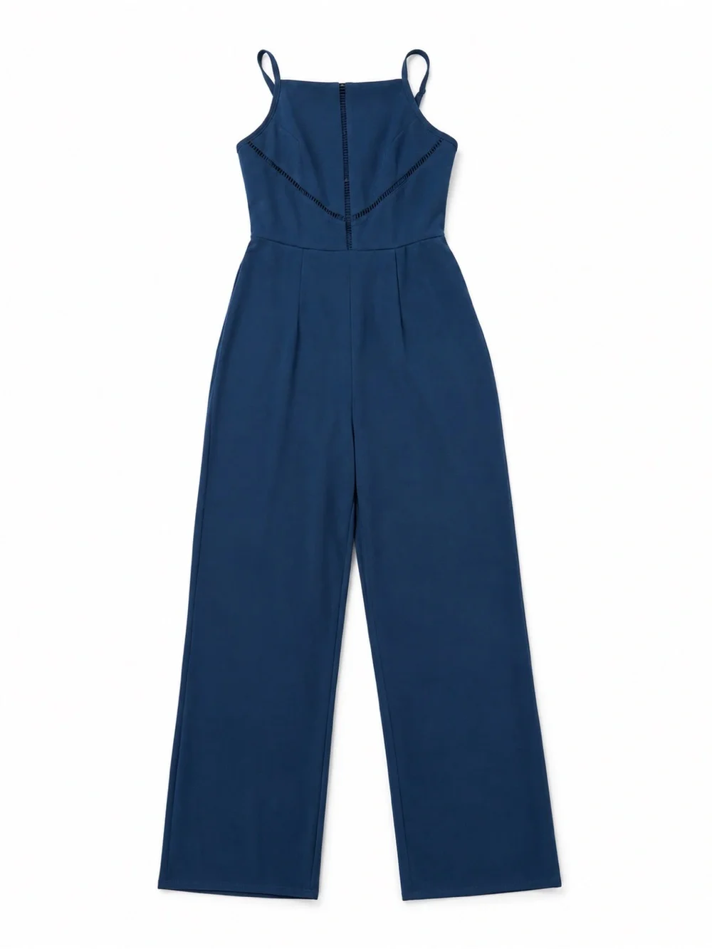Row.a Women's Navy Wide-Leg Jumpsuit with Spaghetti Straps Size Small Euro Chic - Picture 2 of 6
